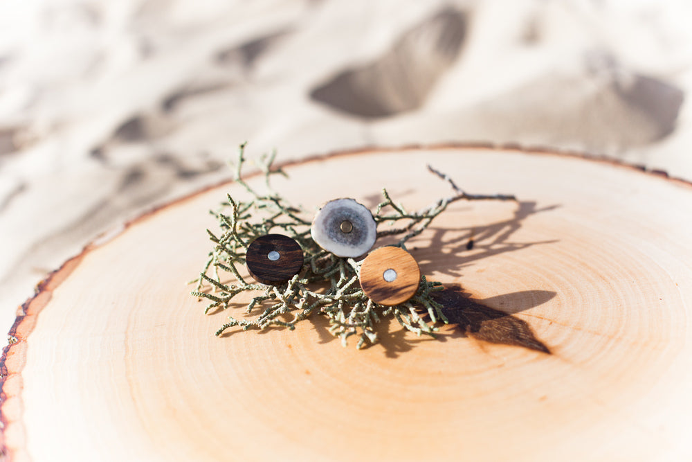 WOOD TOPPED CUFFLINKS W/ TITANIUM BASES-3