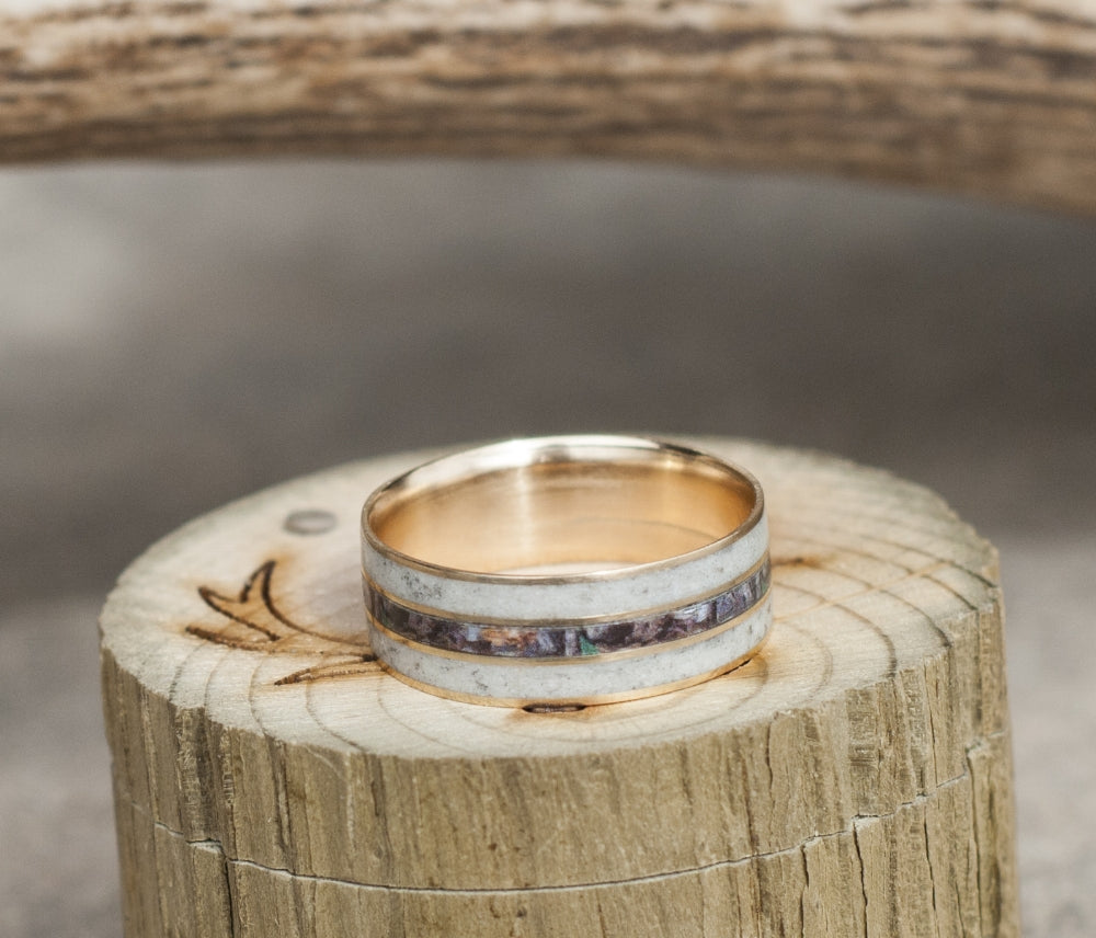 "RIO" - CAMO & ELK ANTLER WEDDING BAND-14
