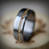 "VERTIGO" IN TITANIUM AND OFFSET SPALTED MAPLE (available in titanium, silver, black zirconium, damascus steel & 14K white, rose or yellow gold) - Staghead Designs - Antler Rings By Staghead Designs