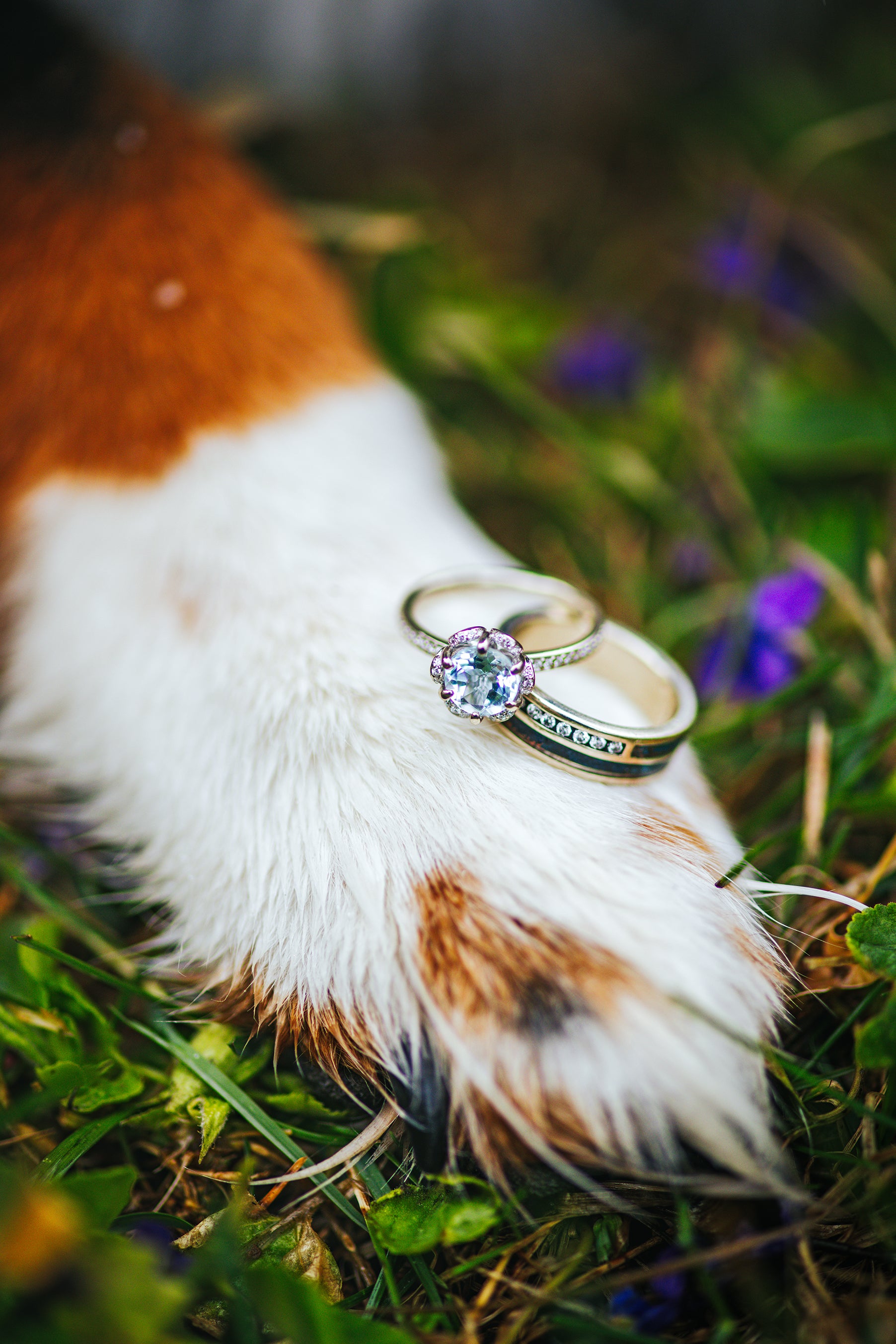 "TRIDENT" - DIAMOND & PATINA COPPER WEDDING BAND-4