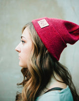 FOLDED SLOUCH BEANIE RED HEATHER - Staghead Designs - Antler Rings By Staghead Designs