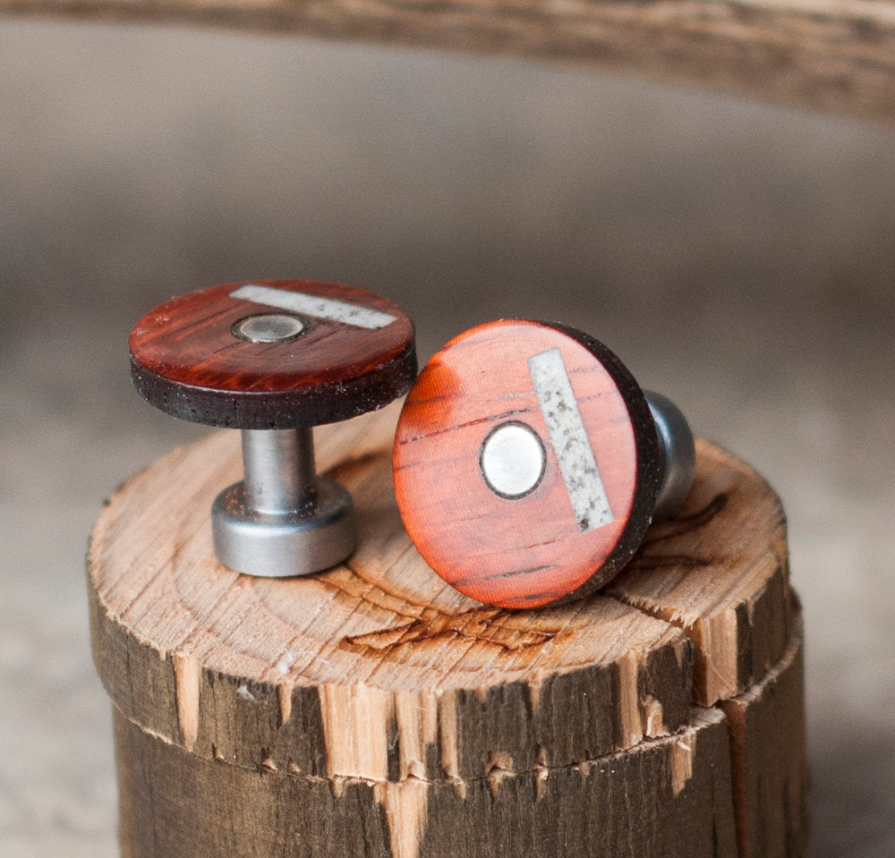 PADUAK & ELK ANTLER CUFFLINKS w/ TITANIUM BASES-4