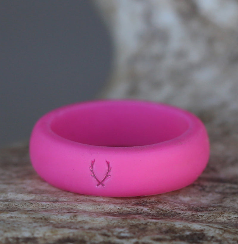WOMEN'S PINK SILICONE WEDDING BAND - Staghead Designs - Antler Rings By Staghead Designs