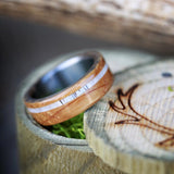 "REMMY" - WHISKEY BARREL OAK & ANTLER WEDDING BAND - READY TO SHIP-7