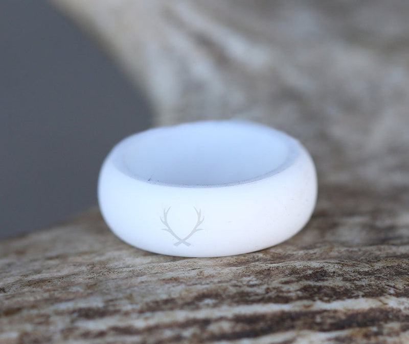 WHITE SILICONE WEDDING BAND - Staghead Designs - Antler Rings By Staghead Designs
