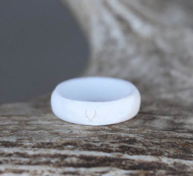 WOMEN'S WHITE SILICONE WEDDING BAND - Staghead Designs - Antler Rings By Staghead Designs