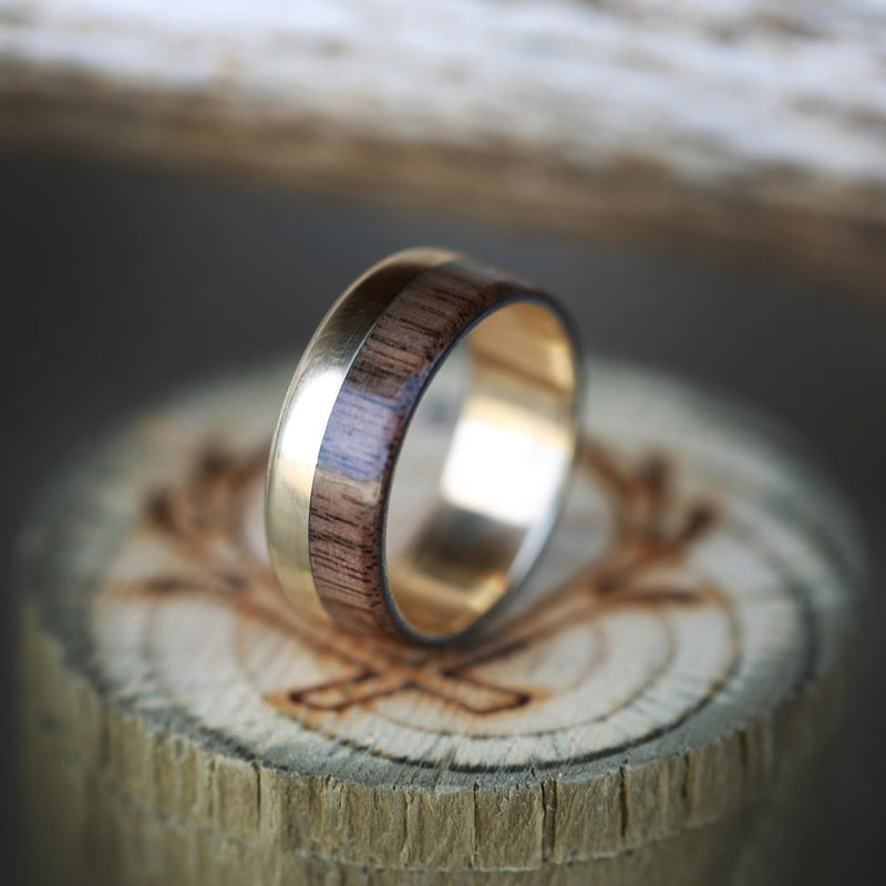 "LEDGER" IN 14K GOLD & BLACK WALNUT WOOD (available in 14K white, rose or yellow gold) - Staghead Designs - Antler Rings By Staghead Designs